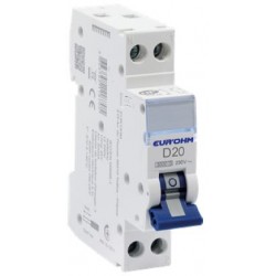 Disjoncteur 1P+N 20A courbe D connexion vis/vis 4,5kA NF