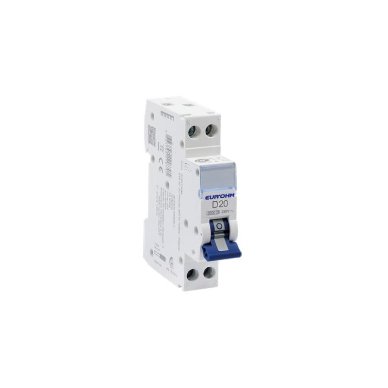Disjoncteur 1P+N 20A courbe D connexion vis/vis 4,5kA NF