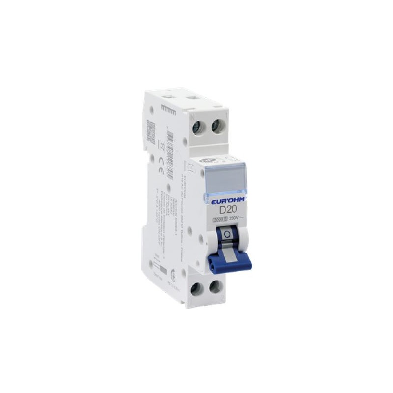 Disjoncteur 1P+N 25A courbe D connexion vis/vis 4,5kA NF